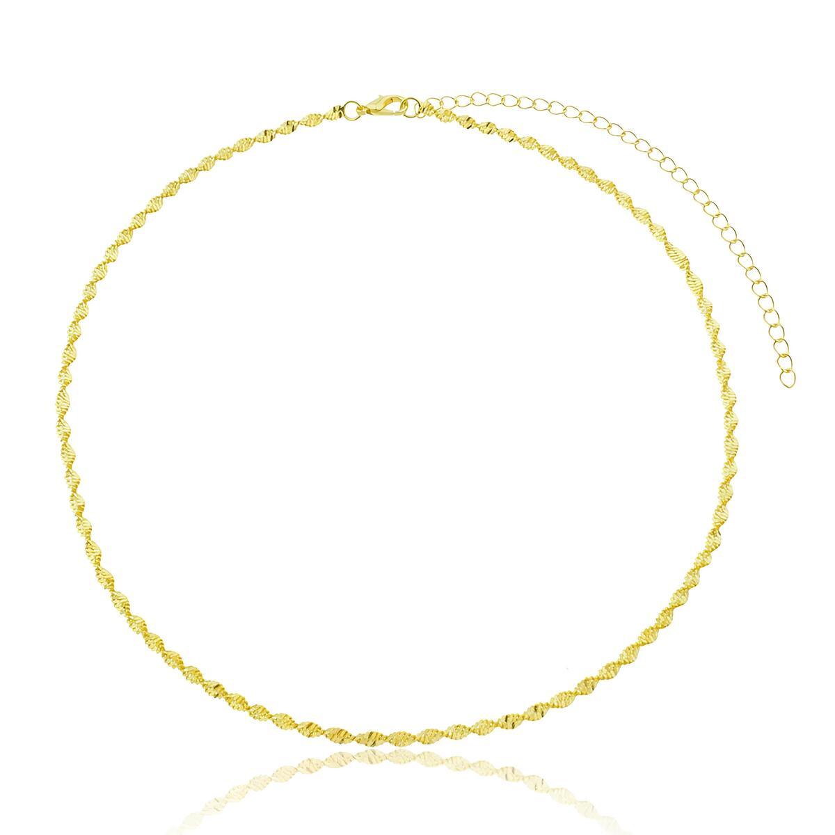Colar Fita Lisa Torcida Banhado A Ouro 18K