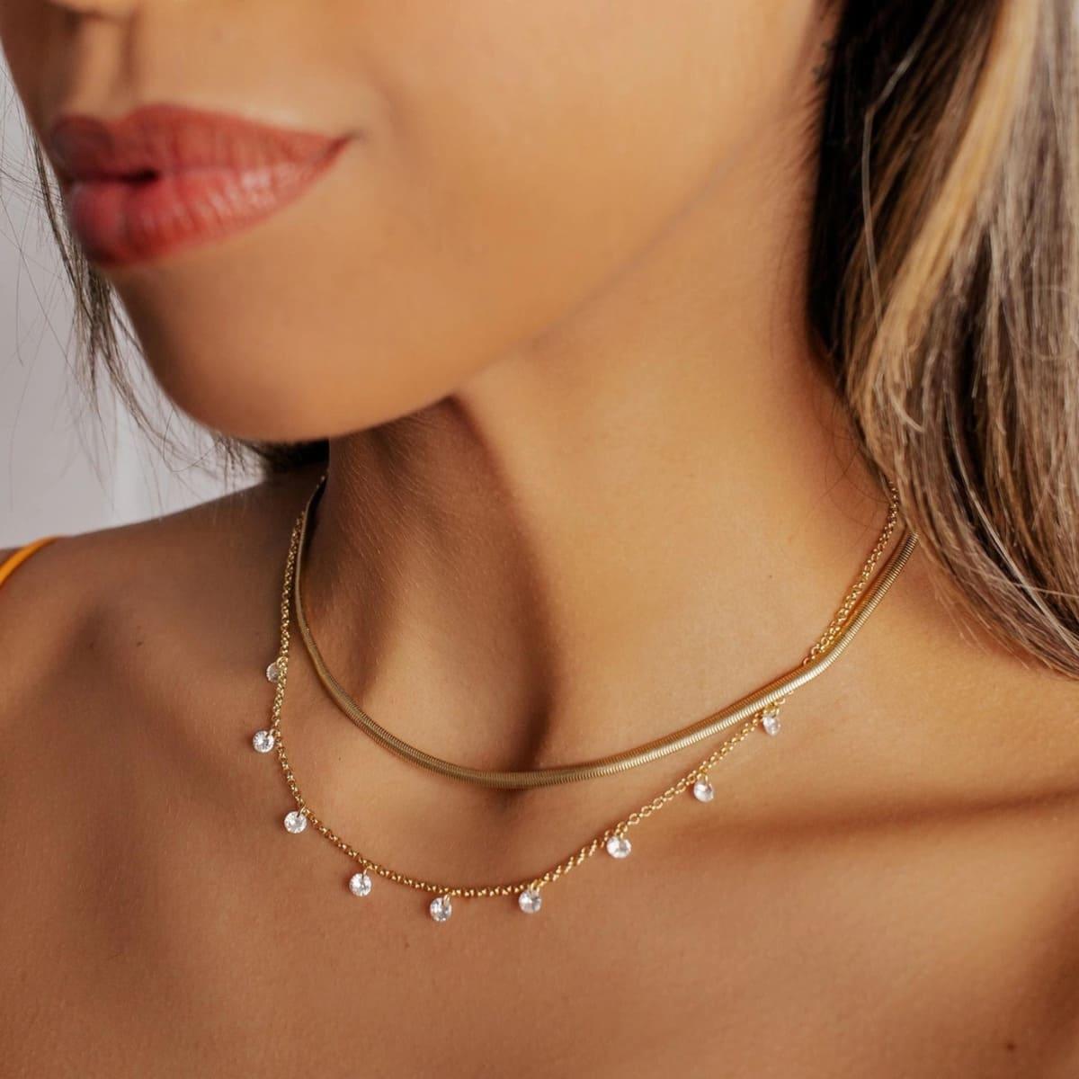 Choker Malha Fina Banhada a Ouro 18k - Mafê Acessórios