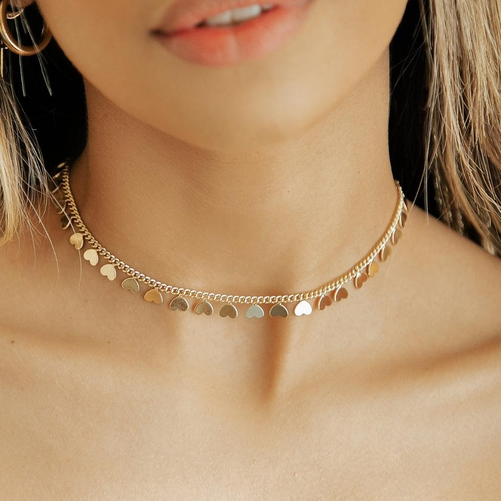 Choker Corações Banhada a Ouro 18K - Mafê Acessórios
