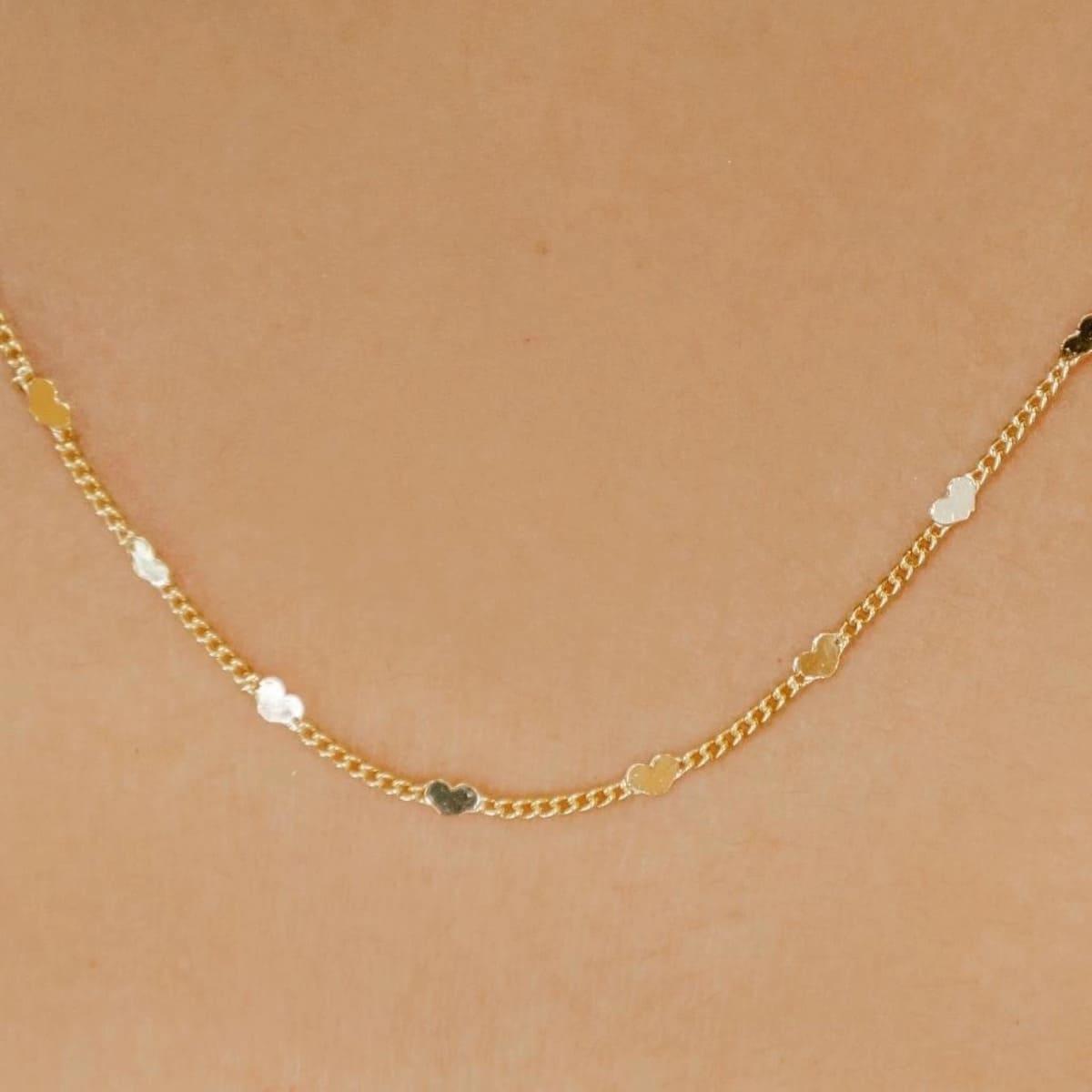 Colar Corrente Mini Corações Banhado a Ouro 18K - Mafê Acessórios