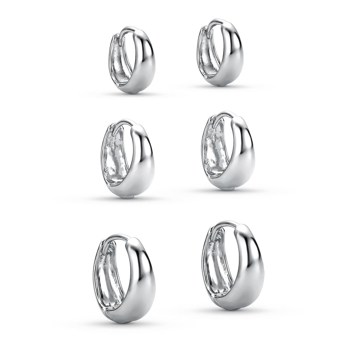 Brinco Trio Argola Articulada Lisa Prata
