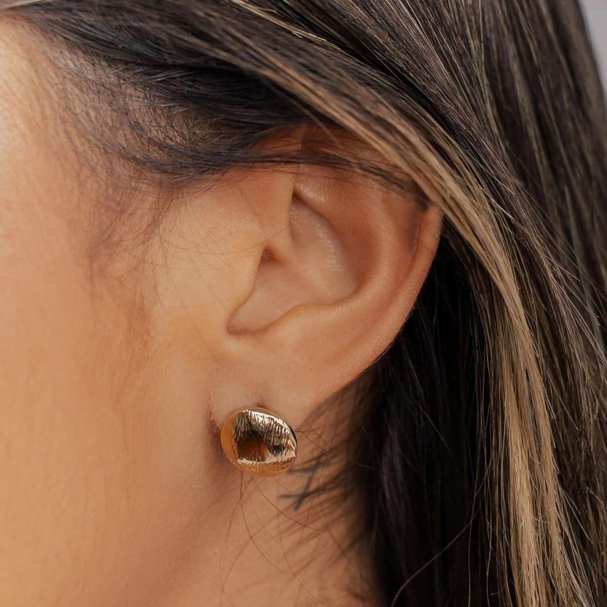 Brinco Moderno Banhado a Ouro 18k - Mafê Acessórios