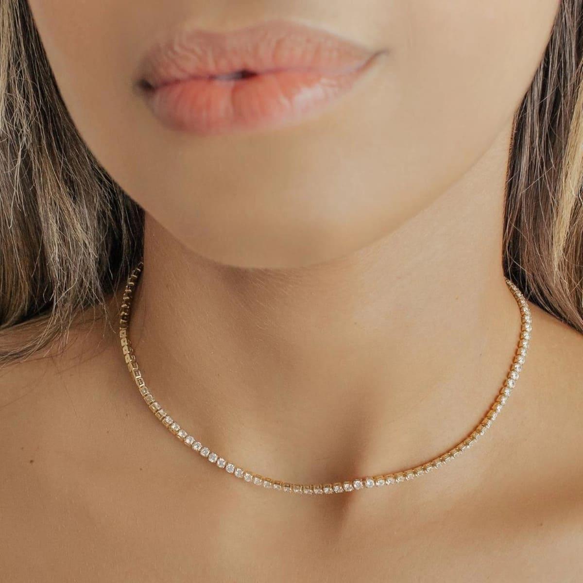 Colar Riviera Cristal Banhada a Ouro 18k - Mafê Acessórios