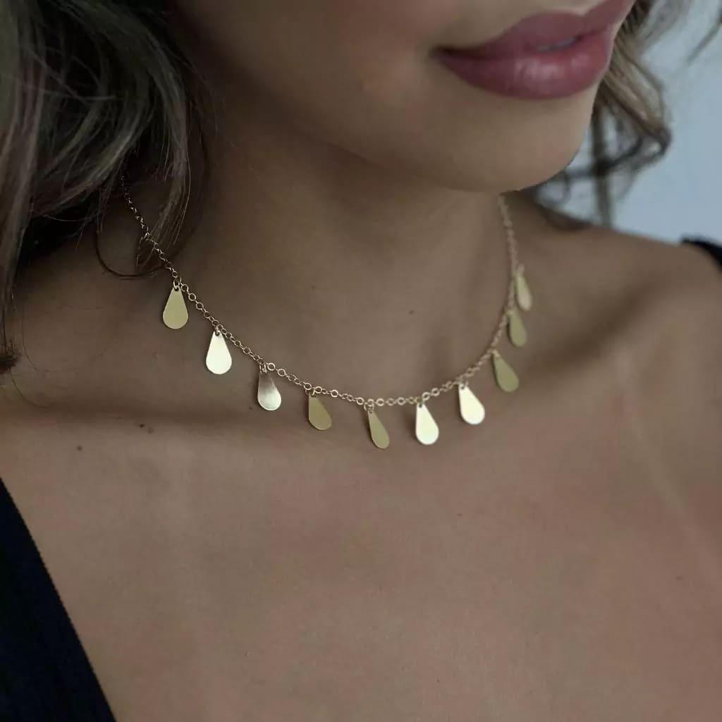 Choker Gotas Douradas Banhada a Ouro 18k - Mafê Acessórios