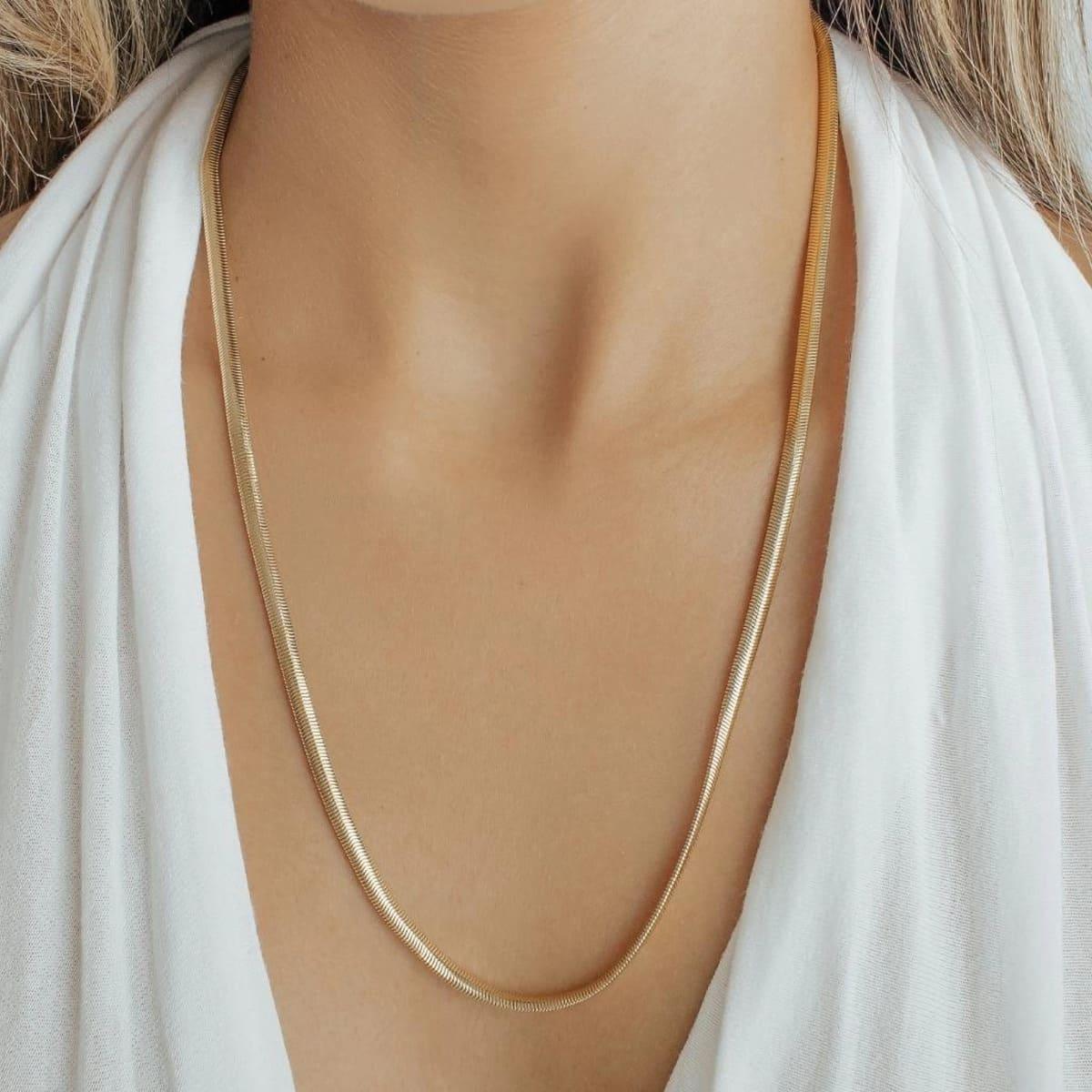 Colar Malha Longo Banhado a Ouro 18K - Mafê Acessórios