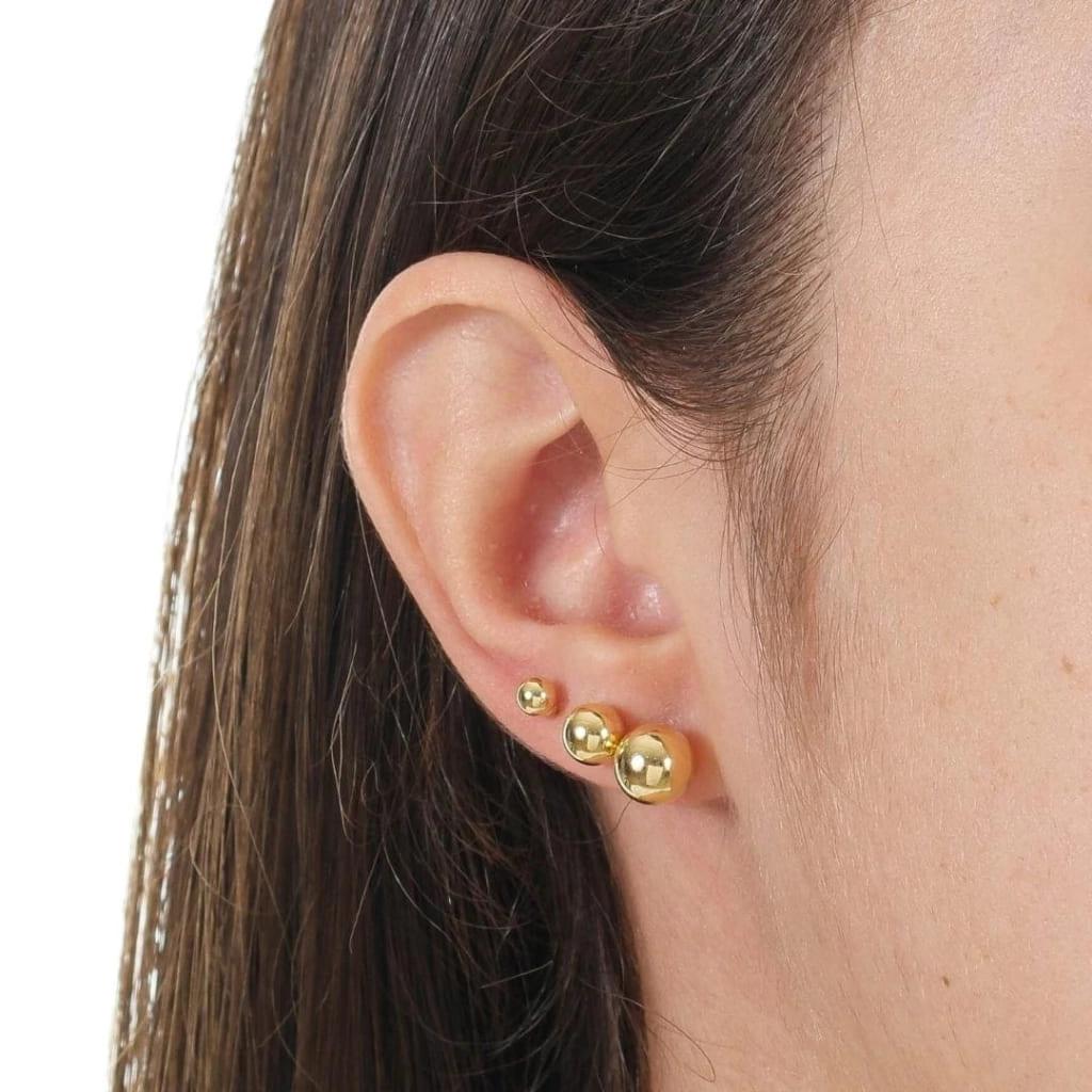 Brinco Trio Bola Lisa Banhado a Ouro 18k - Mafê Acessórios