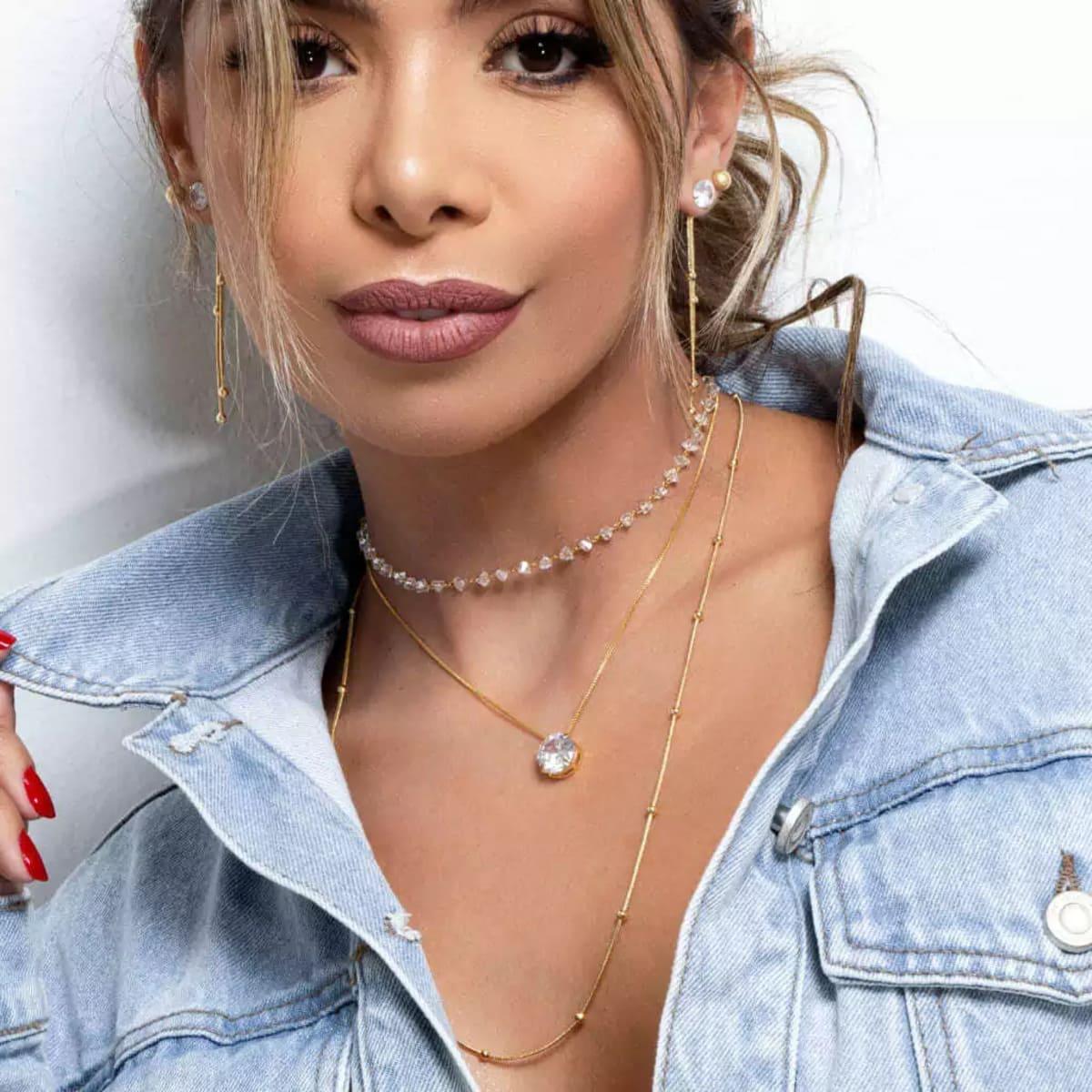 Colar Ponto De Luz 12mm Banhado a Ouro 18K - Mafê Acessórios