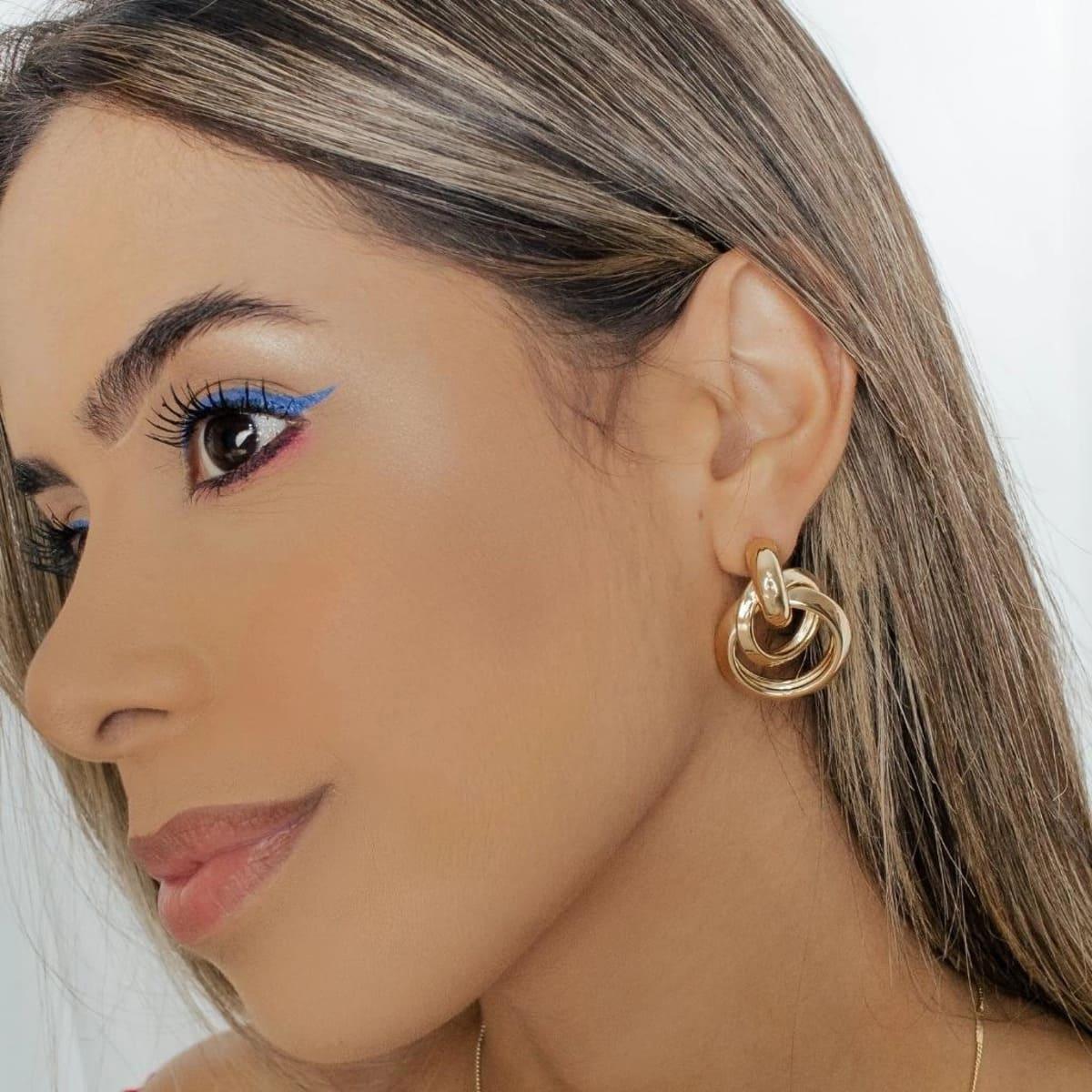 Brinco Duplo Anel Banhado a Ouro 18K - Mafê Acessórios