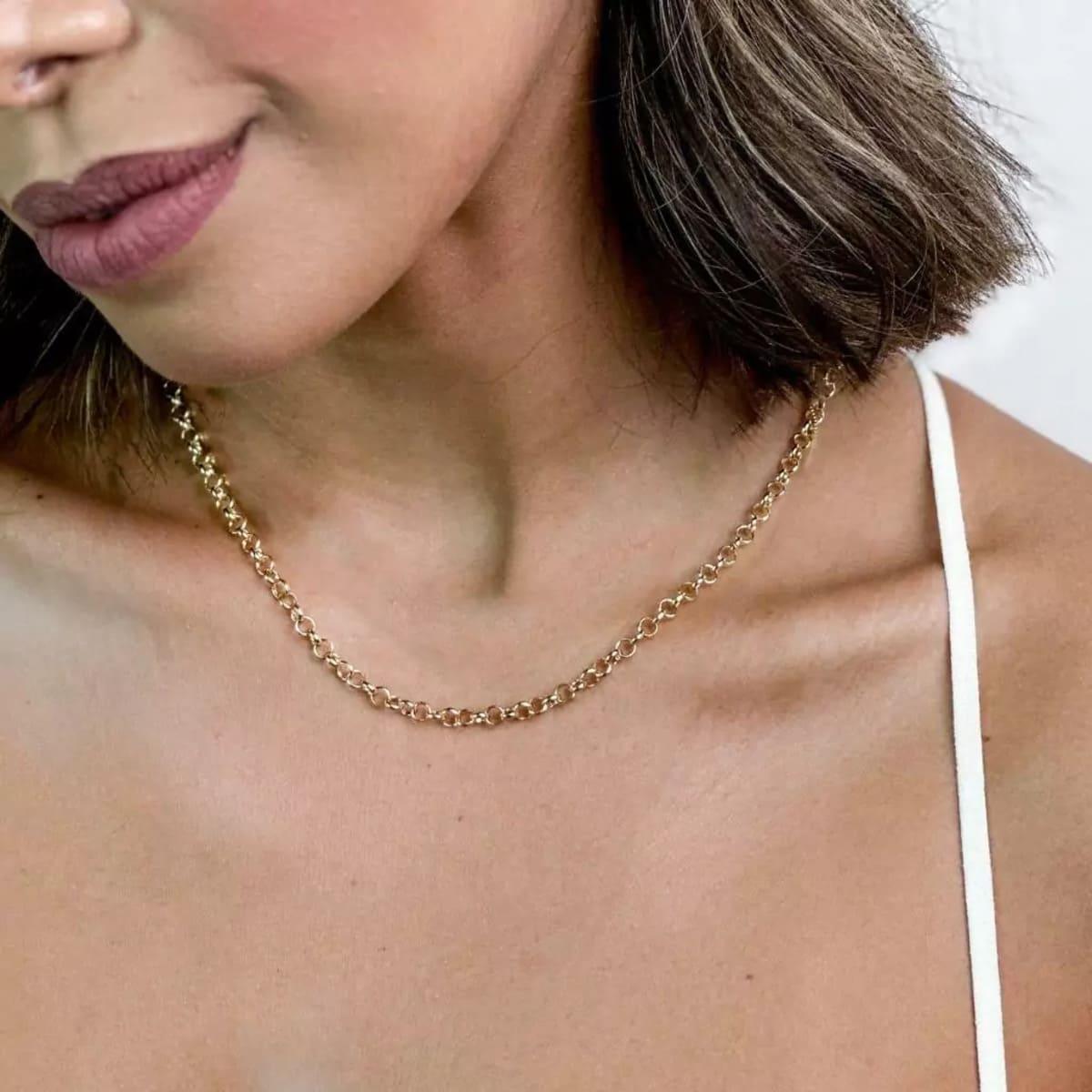 Colar Corrente Elo Português Banhado a Ouro 18K - Mafê Acessórios