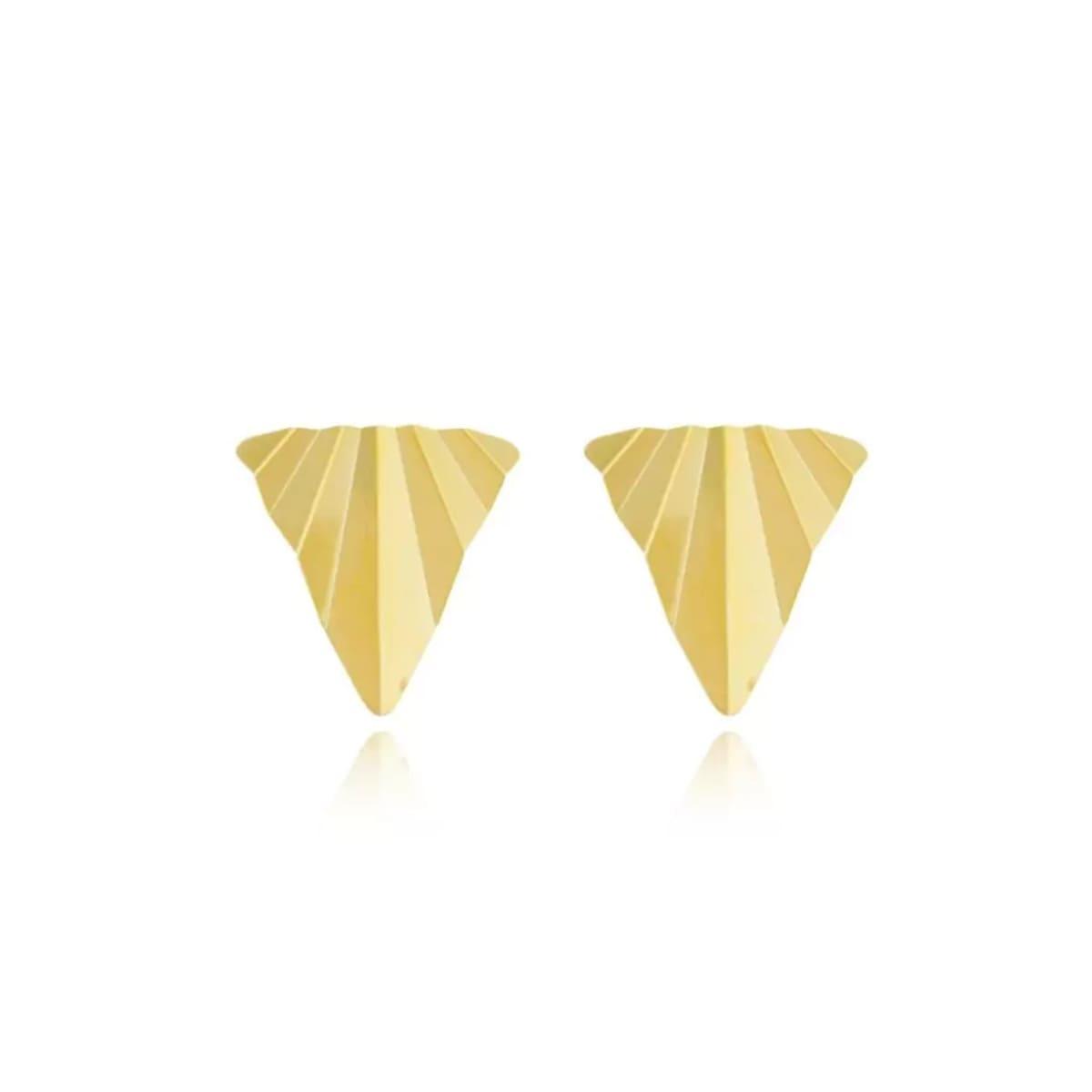 Brinco Triângulo Amassado Banhado a Ouro 18k - Mafê Acessórios