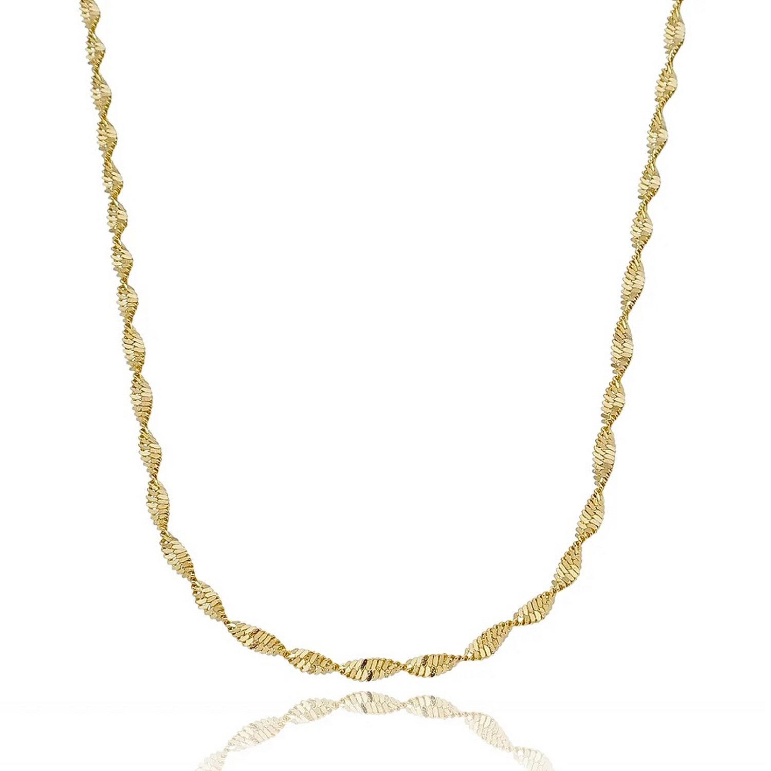 Colar Fita Lisa Torcida Banhado A Ouro 18K