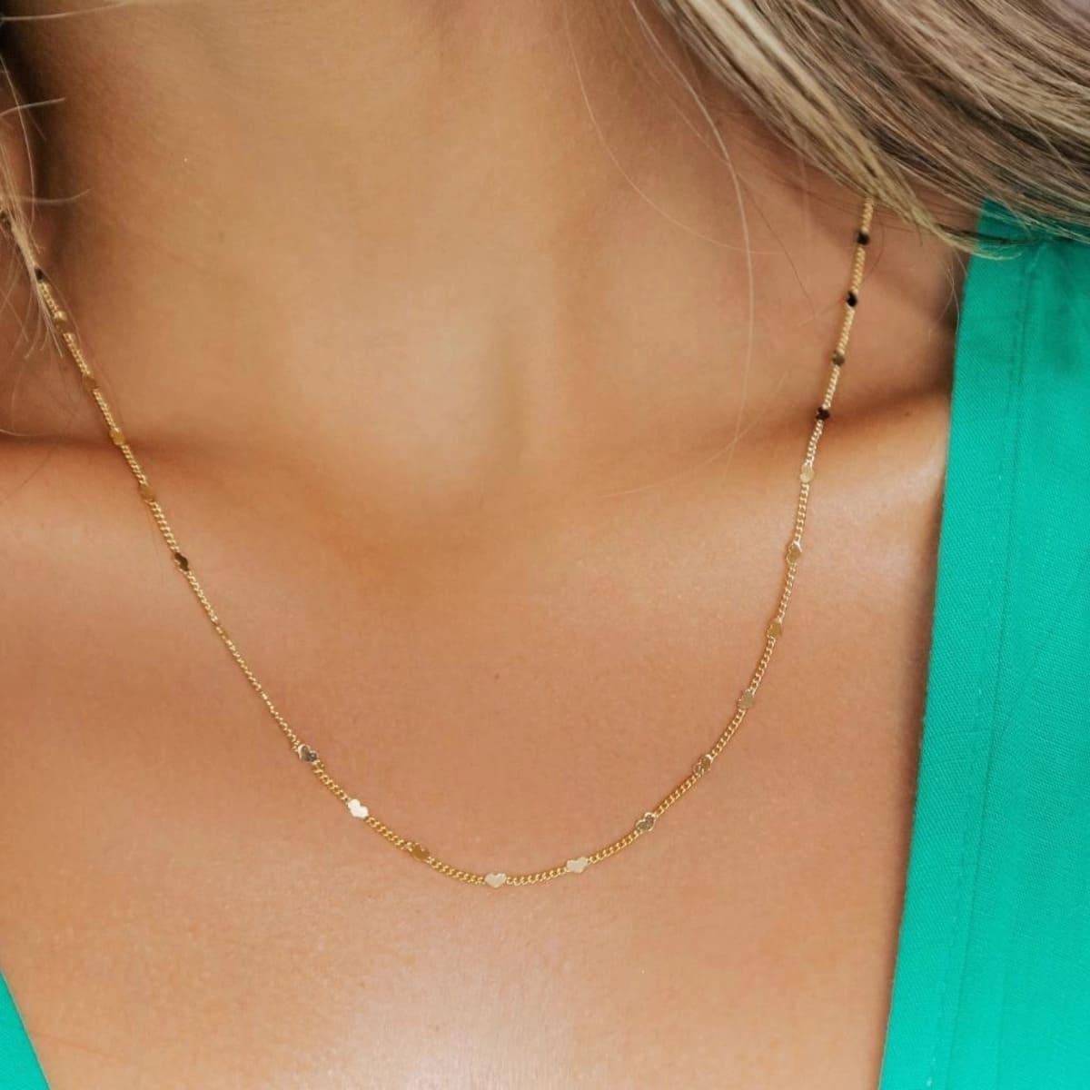 Colar Corrente Mini Corações Banhado a Ouro 18K - Mafê Acessórios