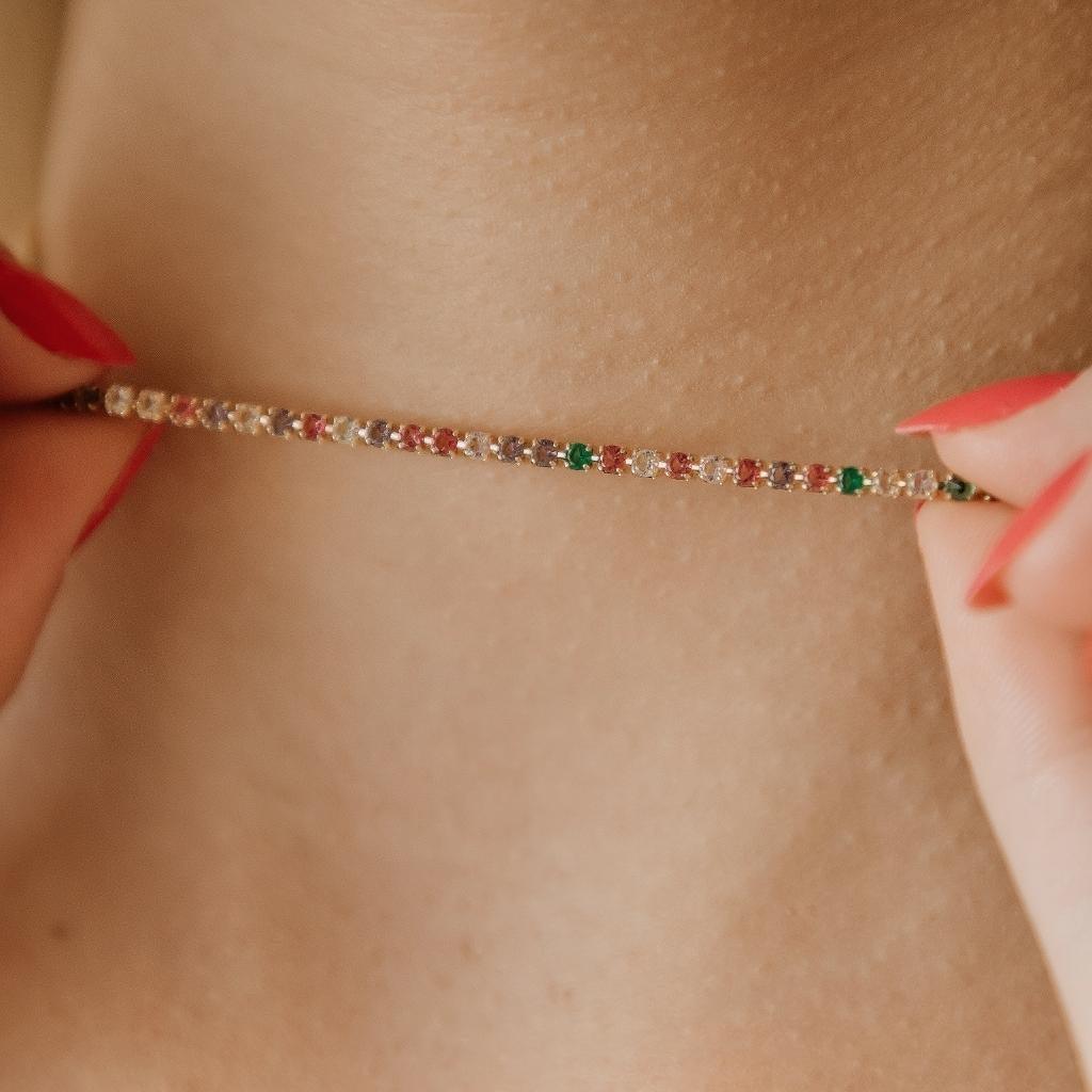 Choker Riviera Colorida Banhada a Ouro 18K - Mafê Acessórios