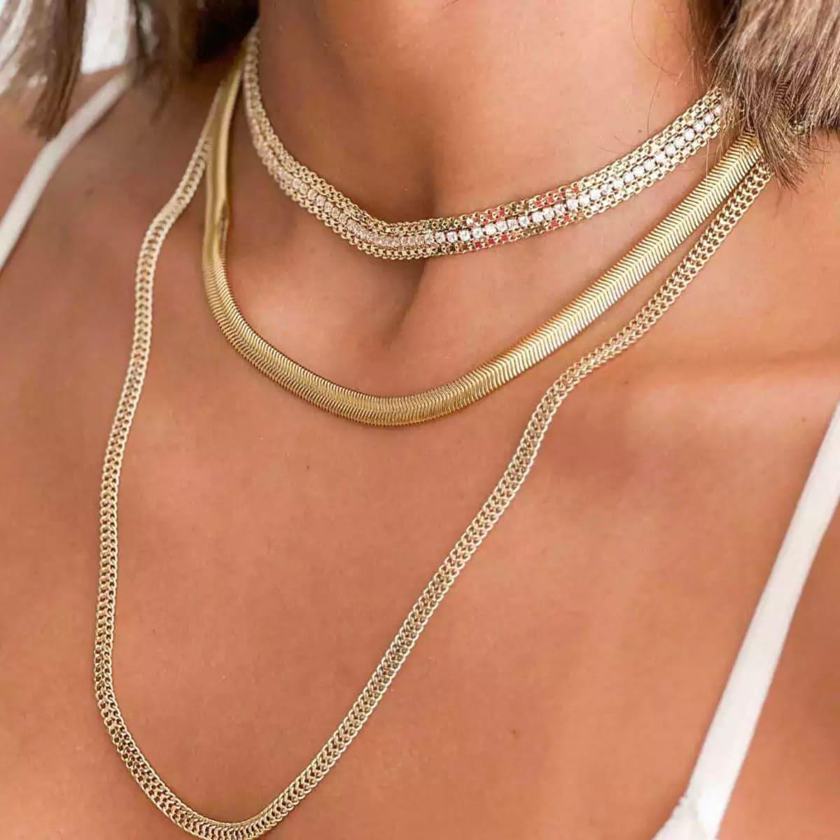 Choker Luxo com Zircônias Banhado a Ouro 18k - Mafê Acessórios