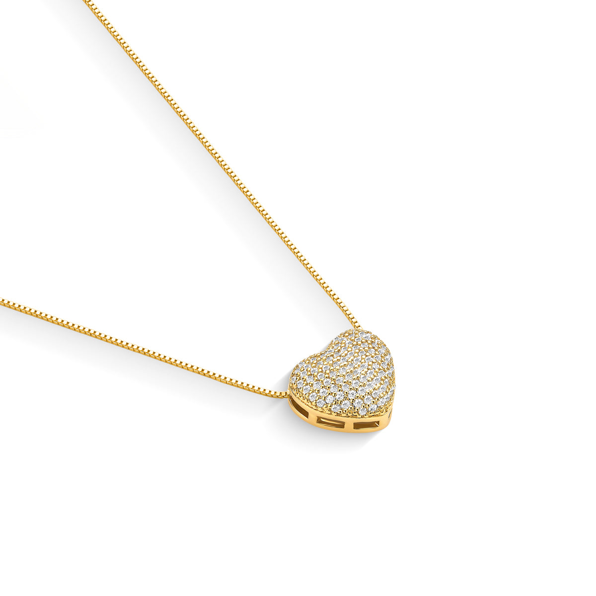 Colar Coração em Zircônias Banhado a Ouro 18k