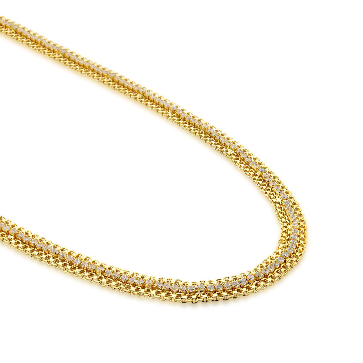 Colar Luxo com Zircônias Banhado a Ouro 18k