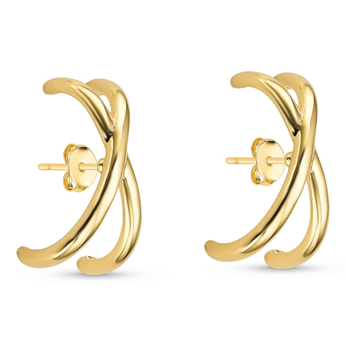 Brinco Ear hook Forma X Banhado a Ouro 18k - Mafê Acessórios