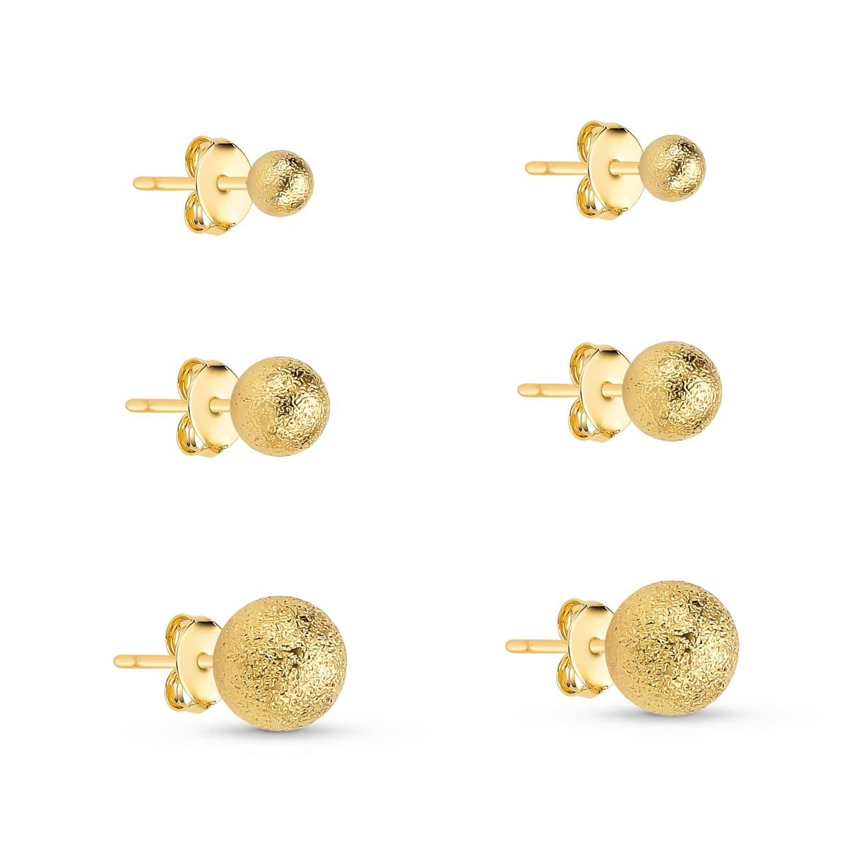 Brinco Trio Bola Fosca Banhado a Ouro 18k