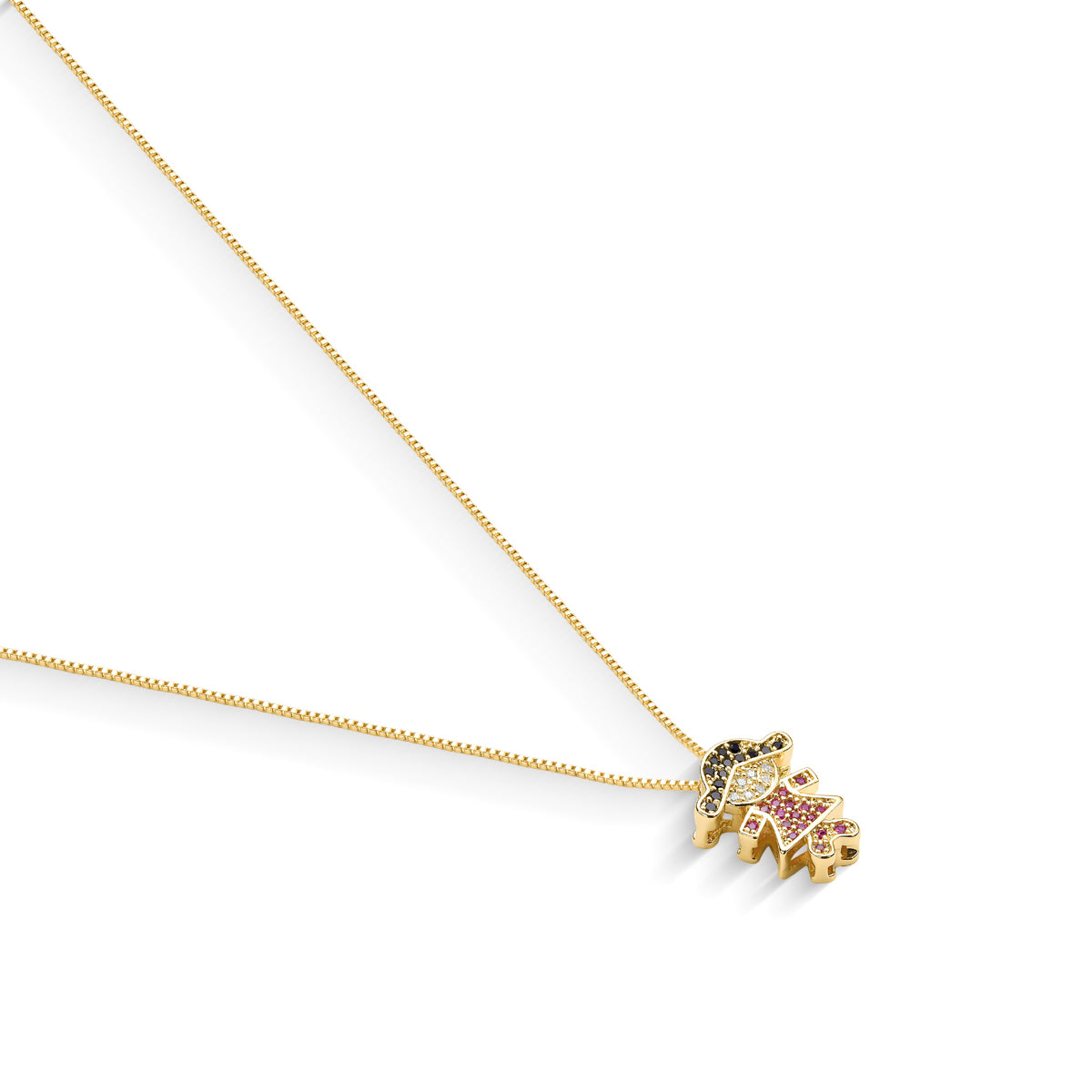 Colar Menina Cravejada com Corrente Veneziana Banhado a Ouro 18k