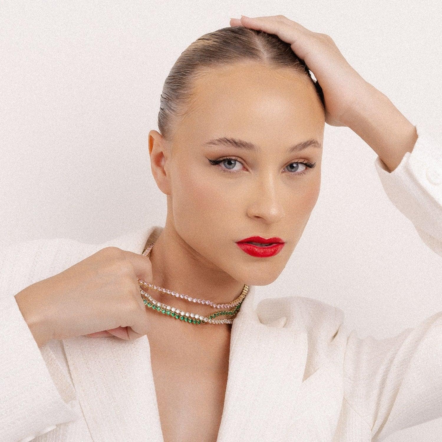 Colar Riviera Colorida Banhada A Ouro 18k - Mafê Acessórios