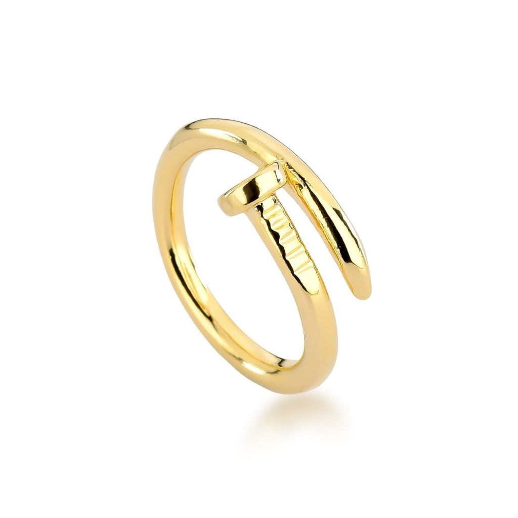 Anel Ajustável Prego Banhado a Ouro 18k