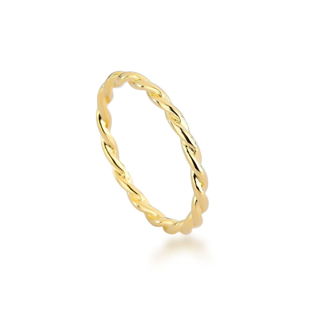 Anel Torcido Banhado A Ouro 18K