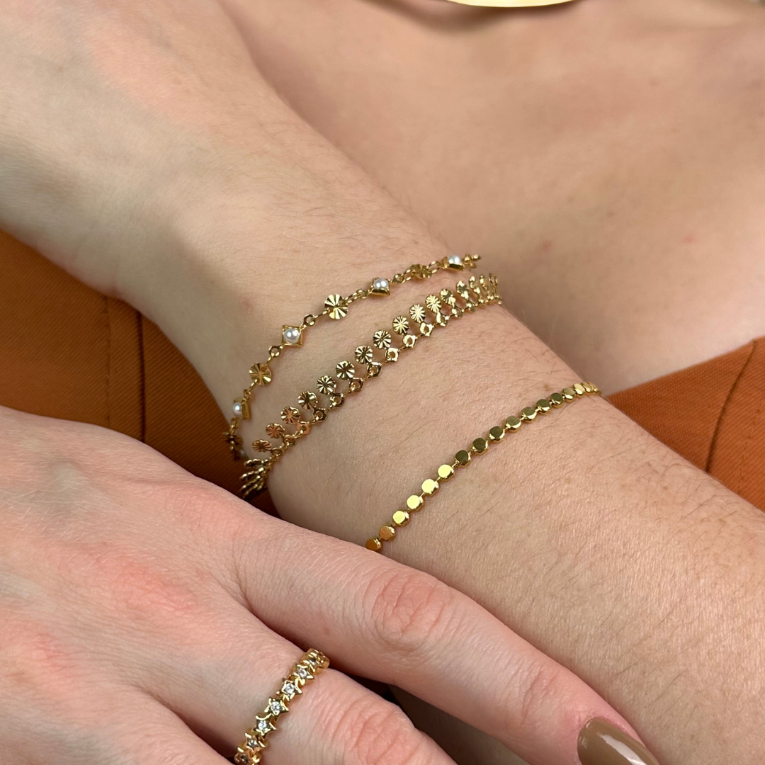 Pulseira Corrente Diamantada Banhada a Ouro 18k