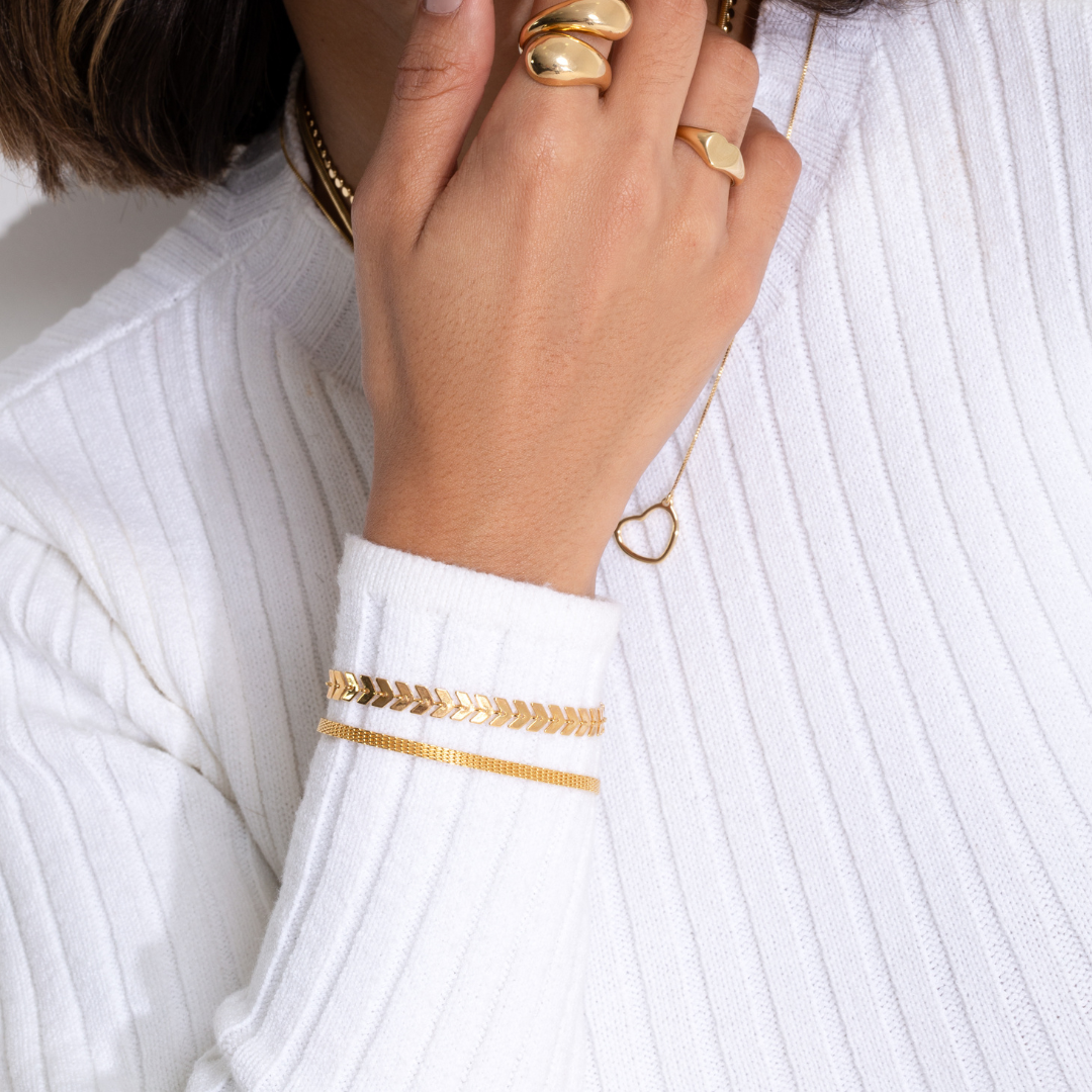 Pulseira Escamas Banhada A Ouro 18K