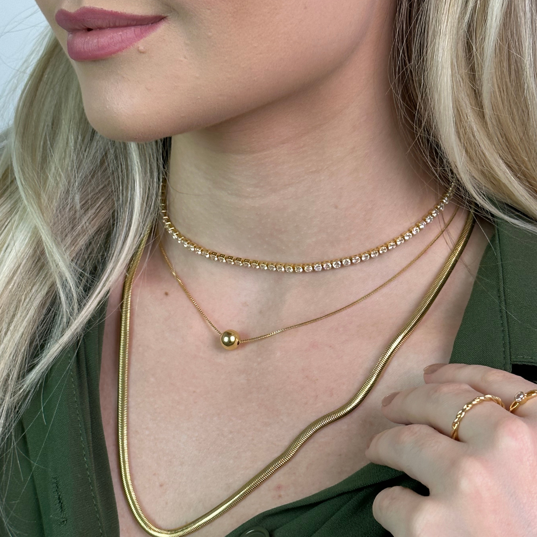 Colar Riviera Cristal Banhada a Ouro 18k