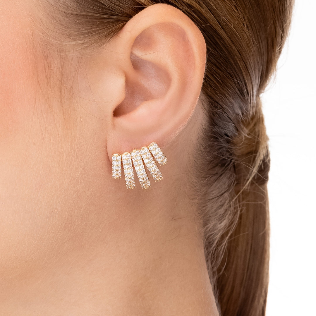 Brinco Garras Cravejadas Banhado a Ouro 18k