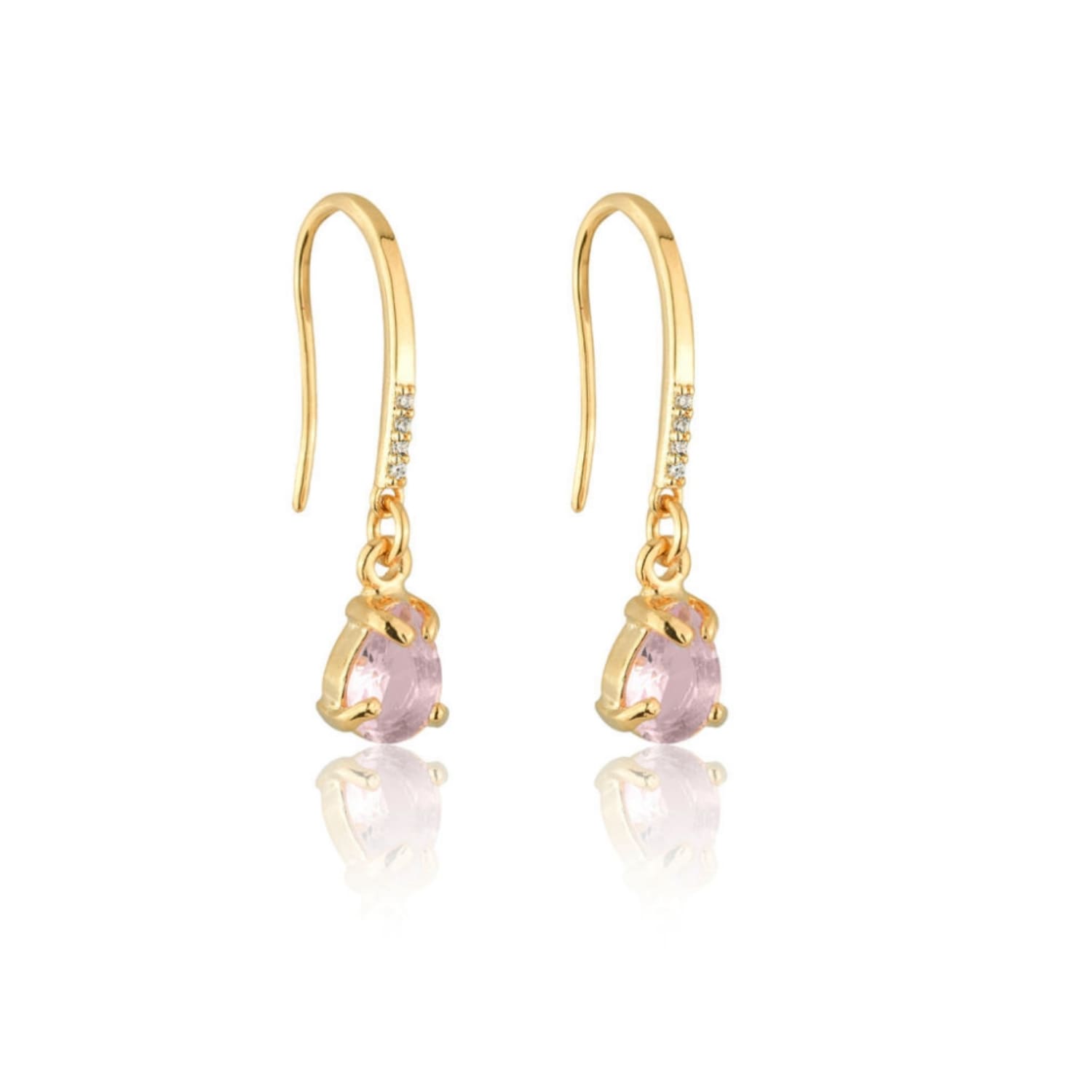 Brinco Anzol Ponto de Luz Gota Banhado a Ouro 18K