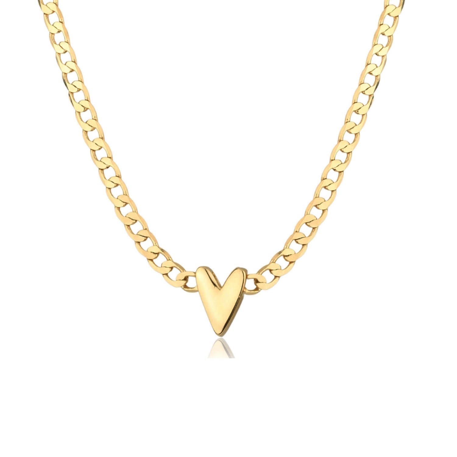 Choker Elos com Pingente de Coração Banhado a Ouro 18K