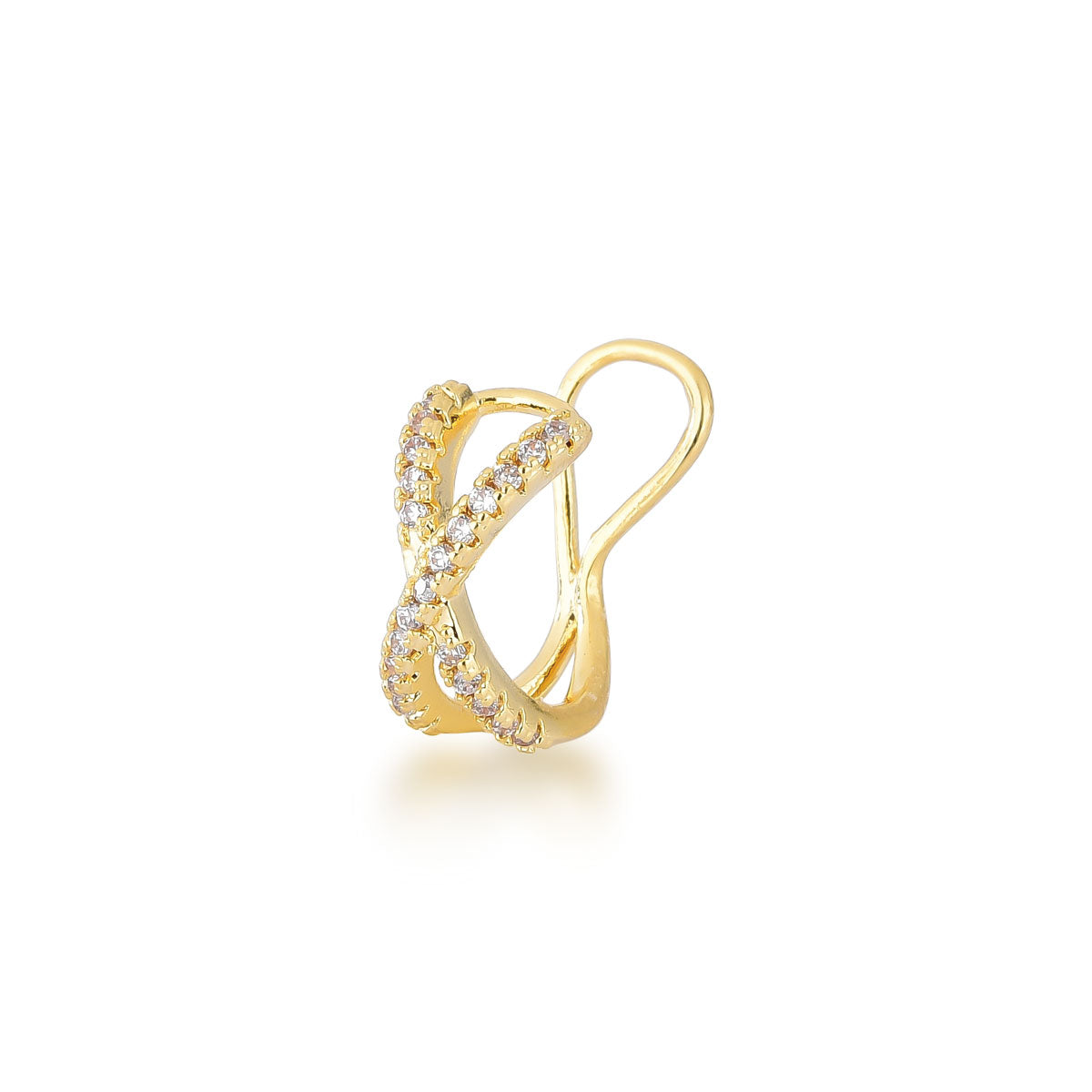 Piercing Infinito Zircônias Cristais Banhado a Ouro 18K