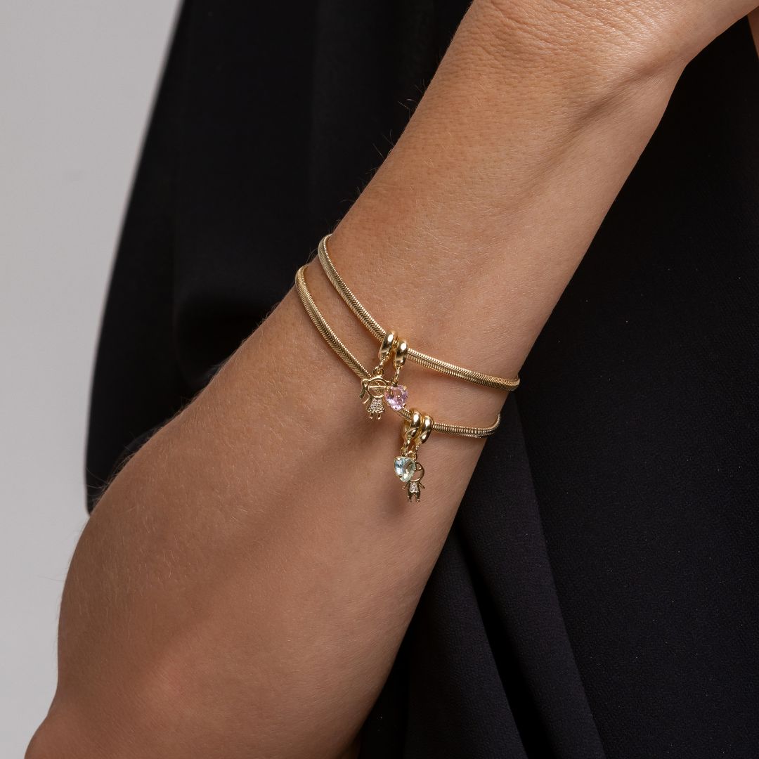 Pulseira Menino Cravejada Banhado a Ouro 18K