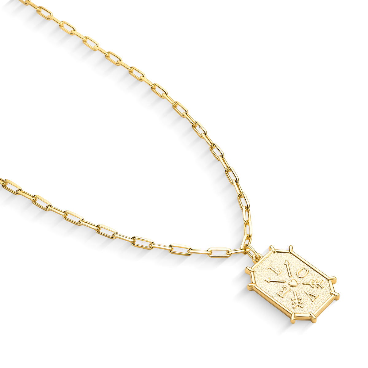 Colar Elos Cartier com Medalha Retangular Banhado a Ouro 18K