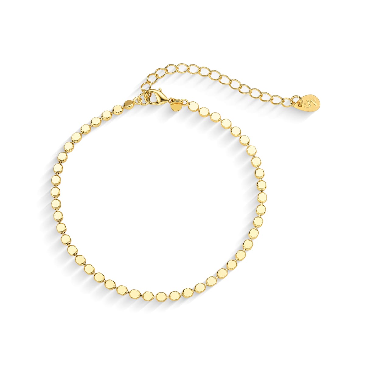 Pulseira Bolinha Amassada Banhada A Ouro 18K.