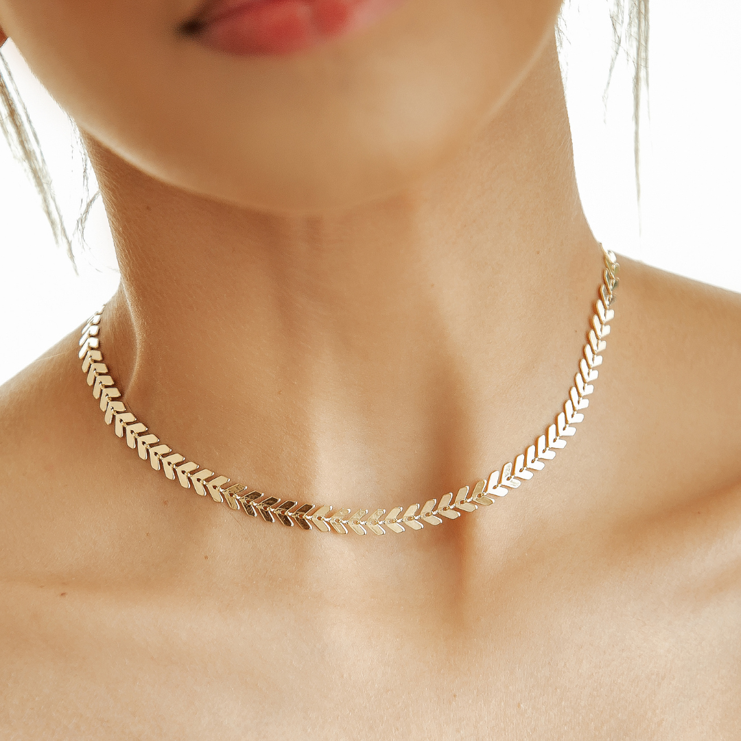 Colar Escamas Banhada a Ouro 18k