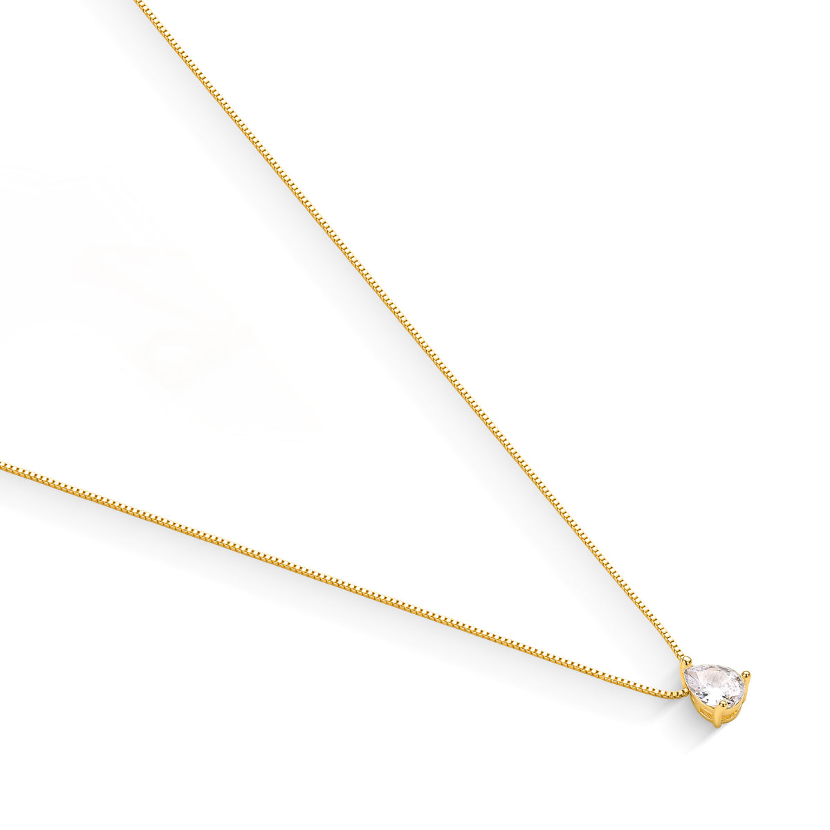 Conjunto com Ponto de Luz em Gota Banhado a Ouro 18K
