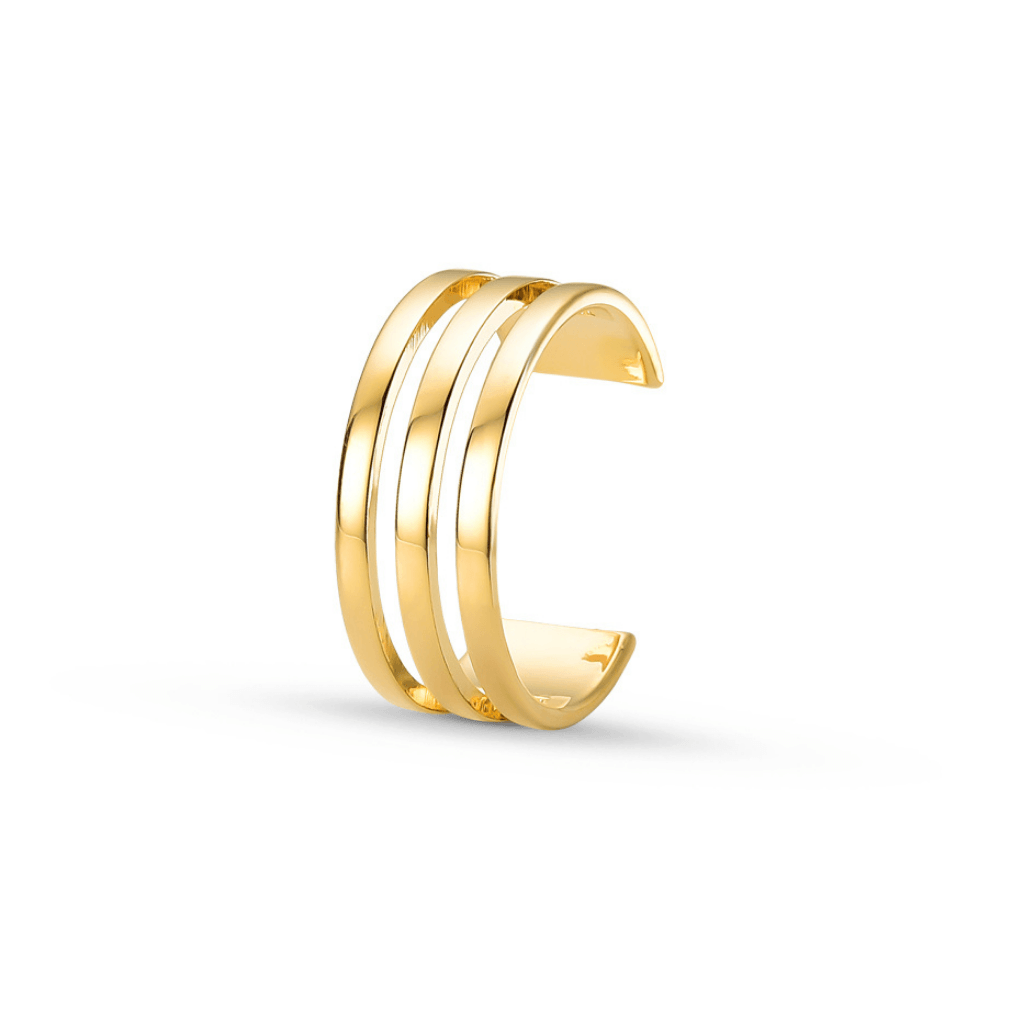 Piercing Três Arcos Lisos Banhado a Ouro 18K
