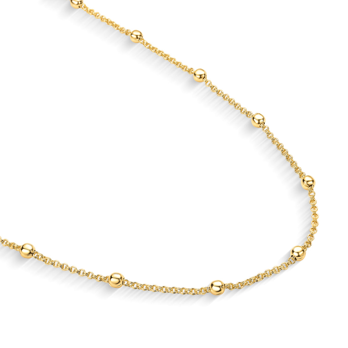 Choker de Elos com Bolas Lisas Banhado a Ouro 18K