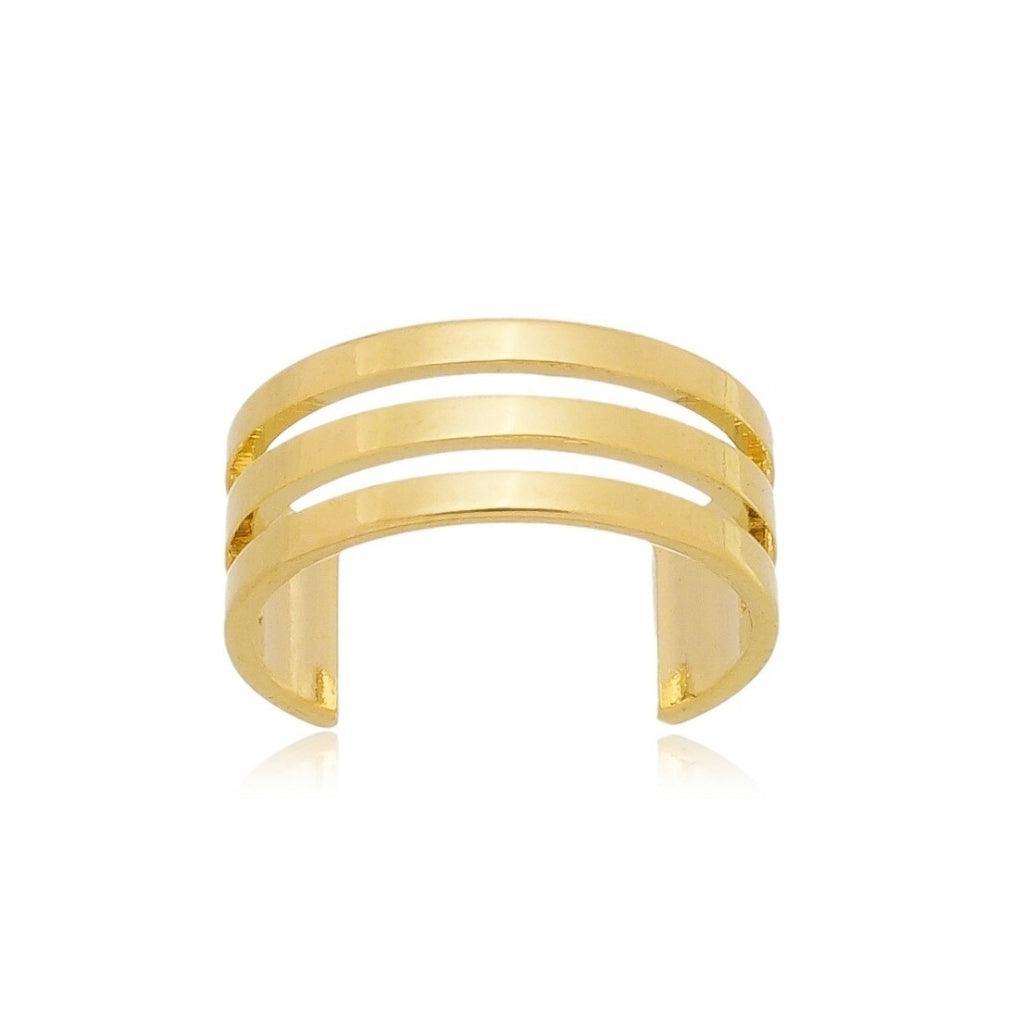 Piercing Três Arcos Lisos Banhado a Ouro 18K