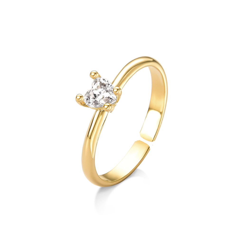 Anel Solitário Ajustável Banhado A Ouro 18K