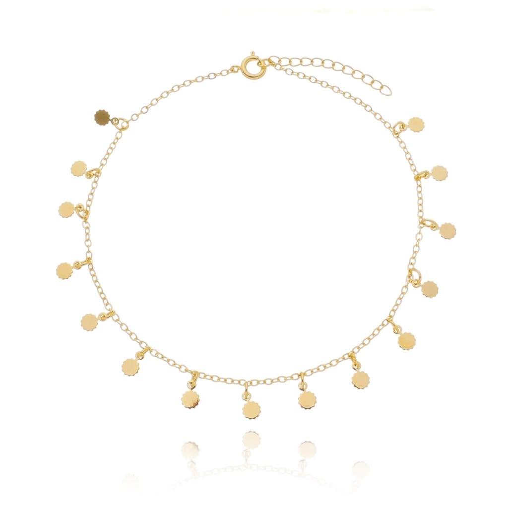 Tornozeleira Mini Sol Banhada A Ouro 18K