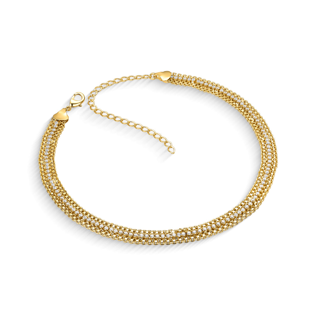 Colar Luxo com Zircônias Banhado a Ouro 18k