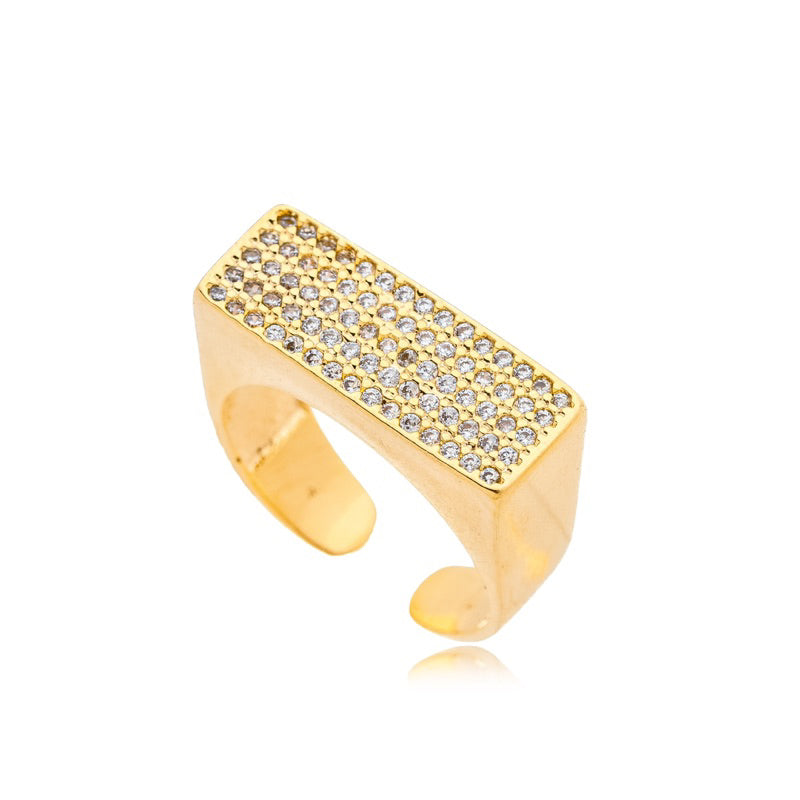 Anel Ajustavel Brilhante Banhado A Ouro 18K