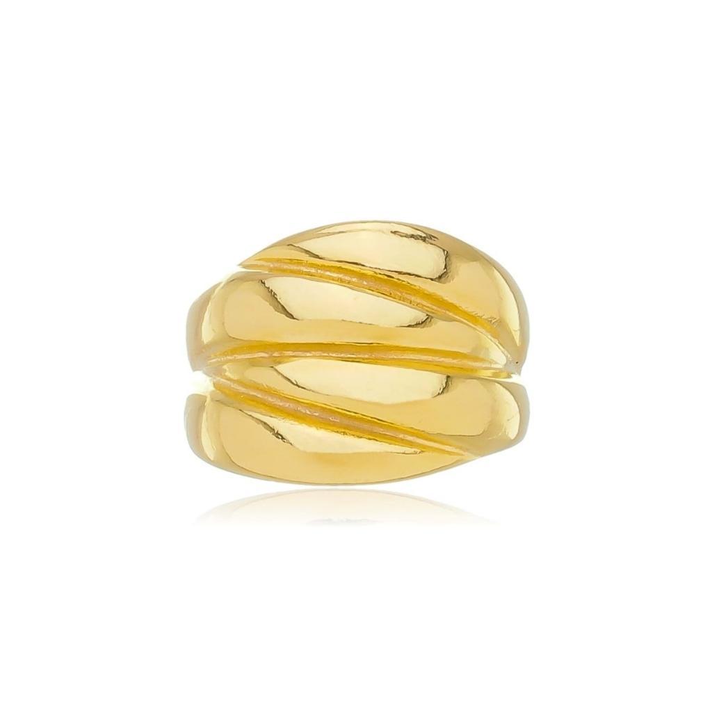 Anel Ajustável Gomos Banhado A Ouro 18k