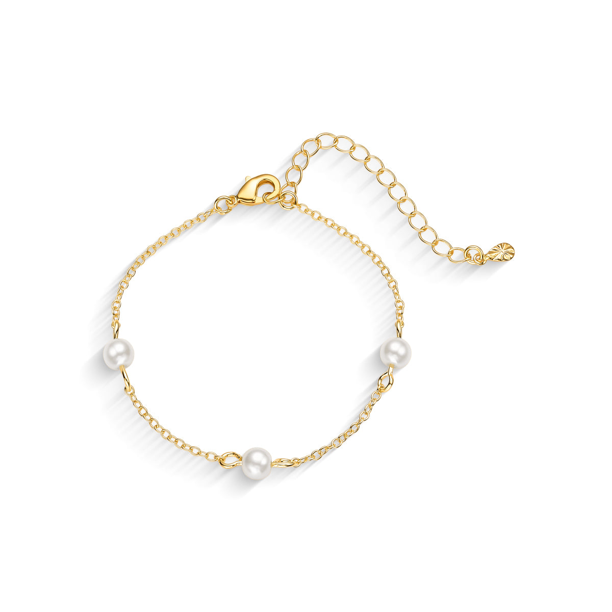 Pulseira Infantil com Pérolas Banhado a Ouro 18K