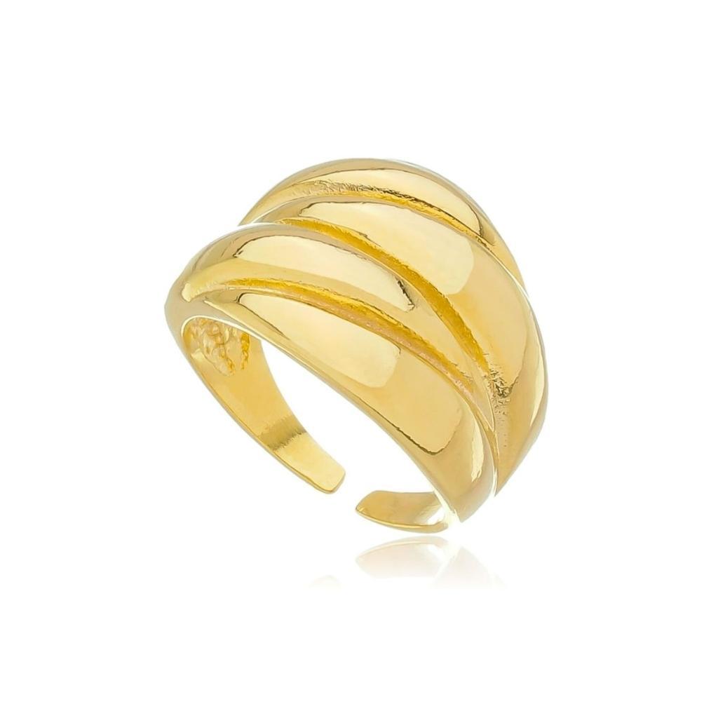 Anel Ajustável Gomos Banhado A Ouro 18k