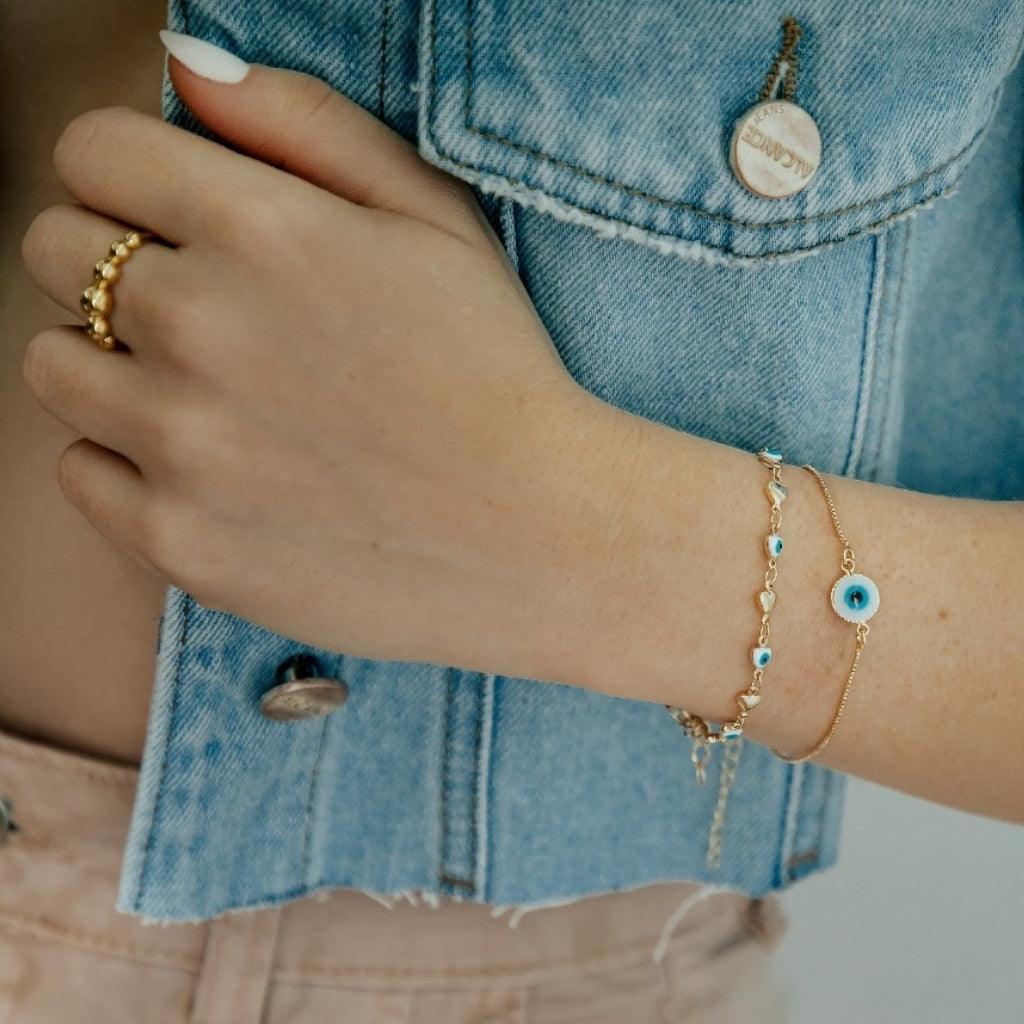 Pulseira Olho Grego Banhada A Ouro 18K