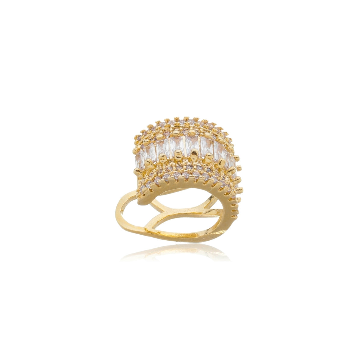 Piercing Trabalhado com Zircônias Banhado a Ouro 18K